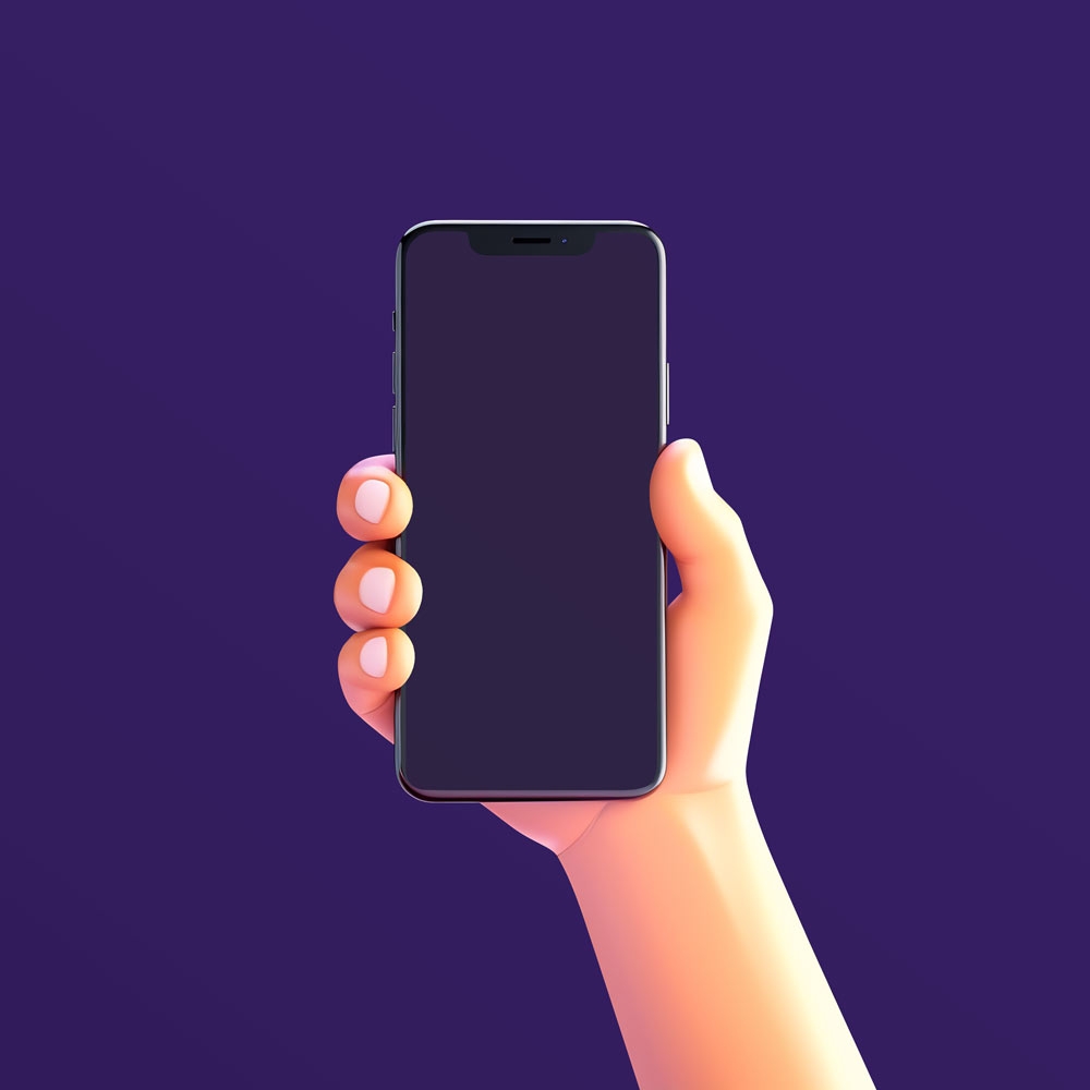 free iphone in 3d hand mockup