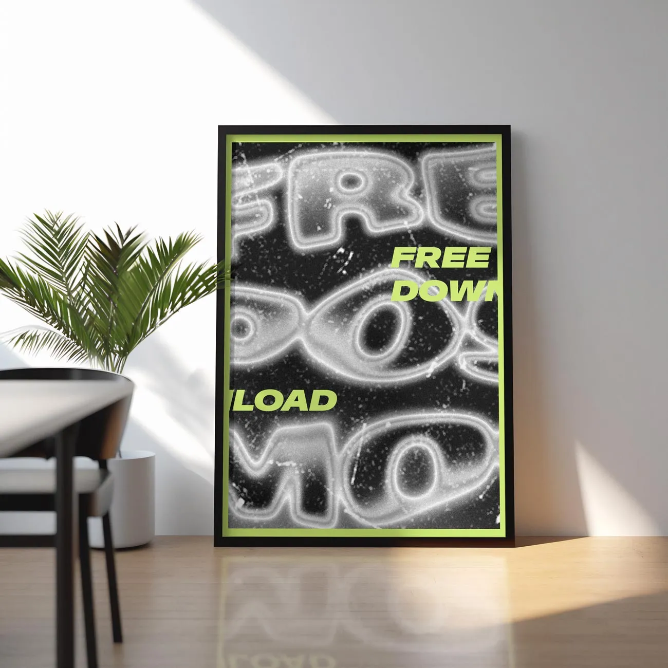Free framed poster mockup alternative angle