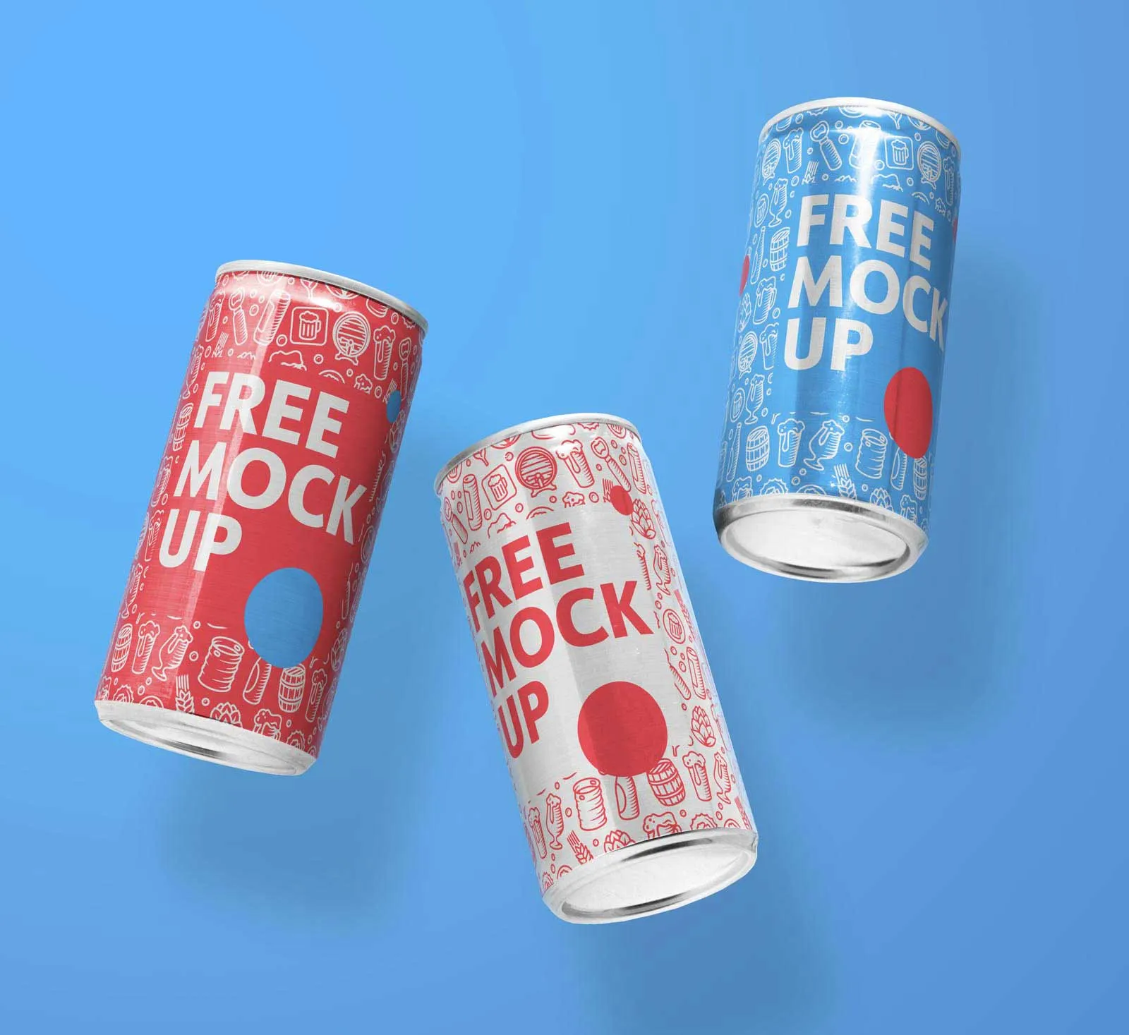 Free soda can PSD mockup with custom design