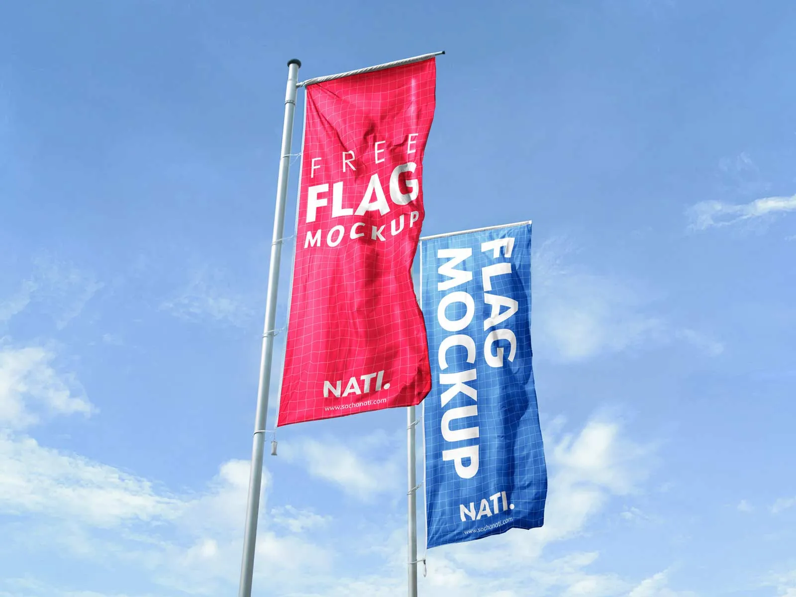 Free vertical flag banner mockup PSD download