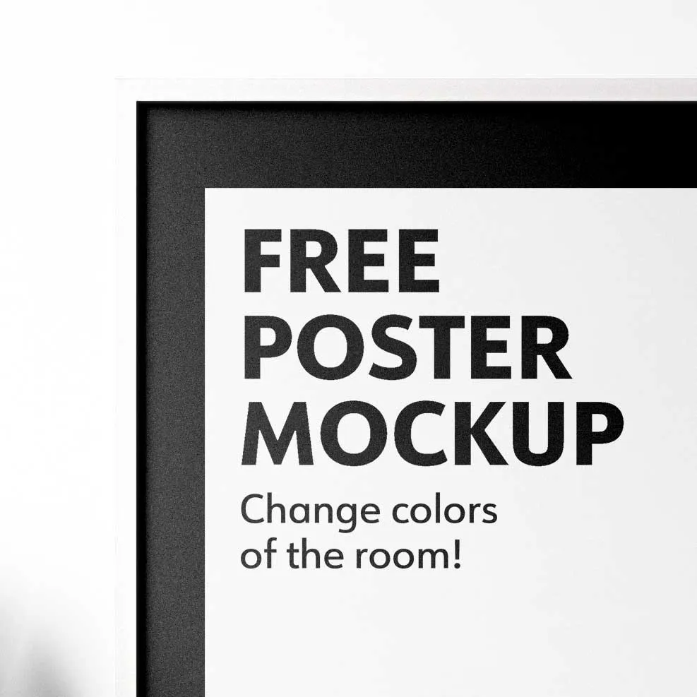 Close-up of framed poster mockup showing realistic detail