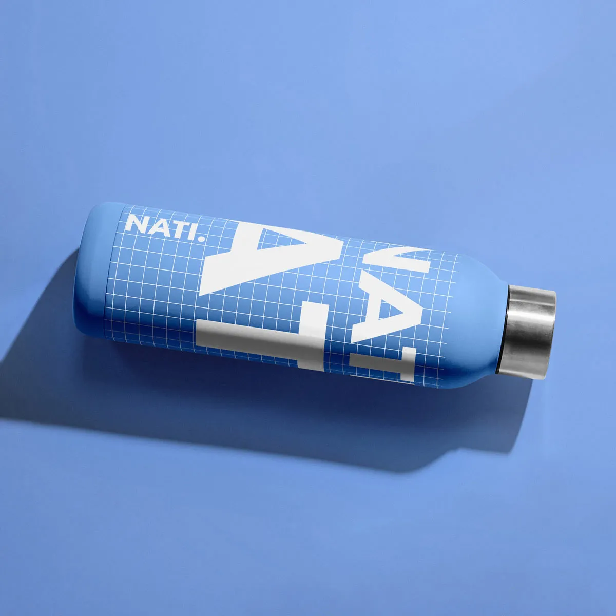 Single steel bottle mockup on solid background