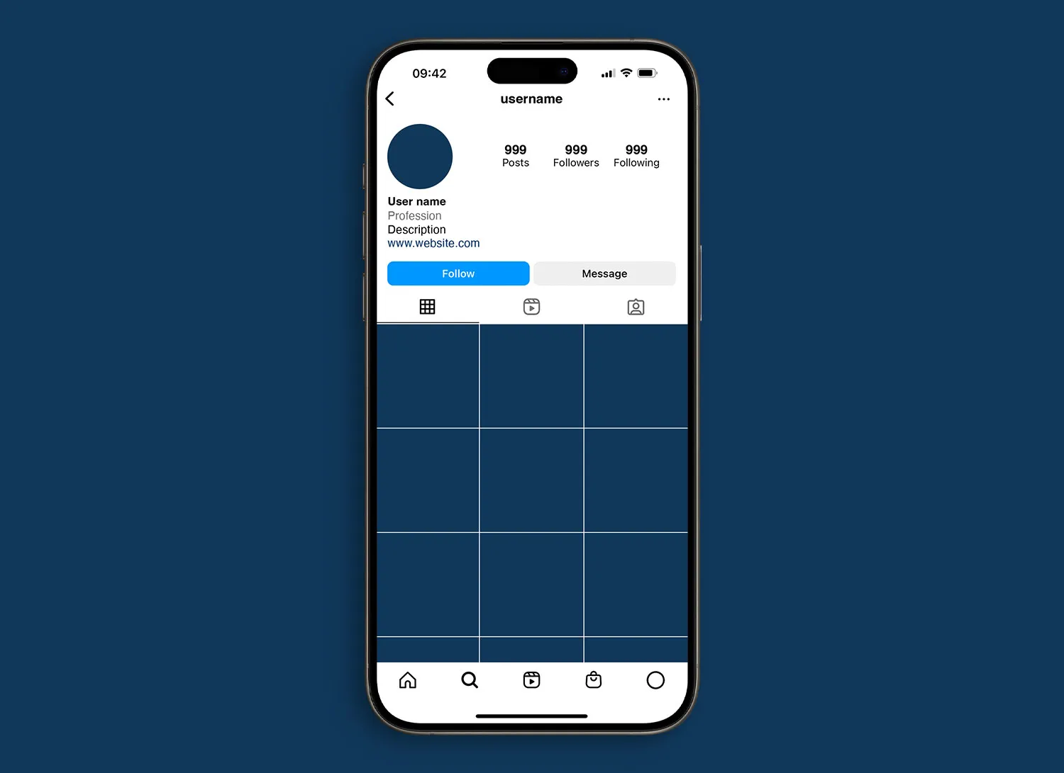 Instagram iPhone 15 mockup with transparent background