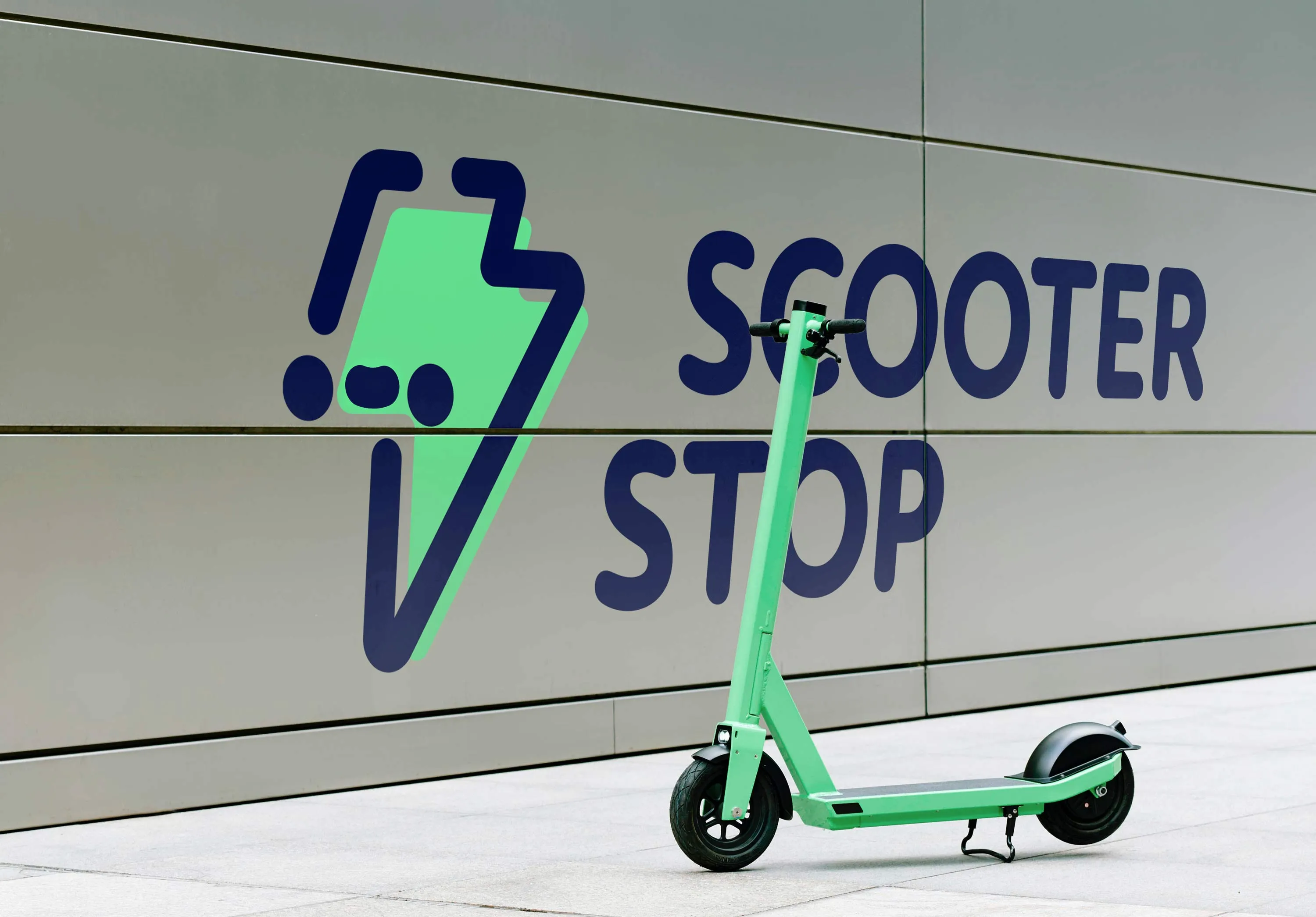 ScooterStop brand identity on wall
