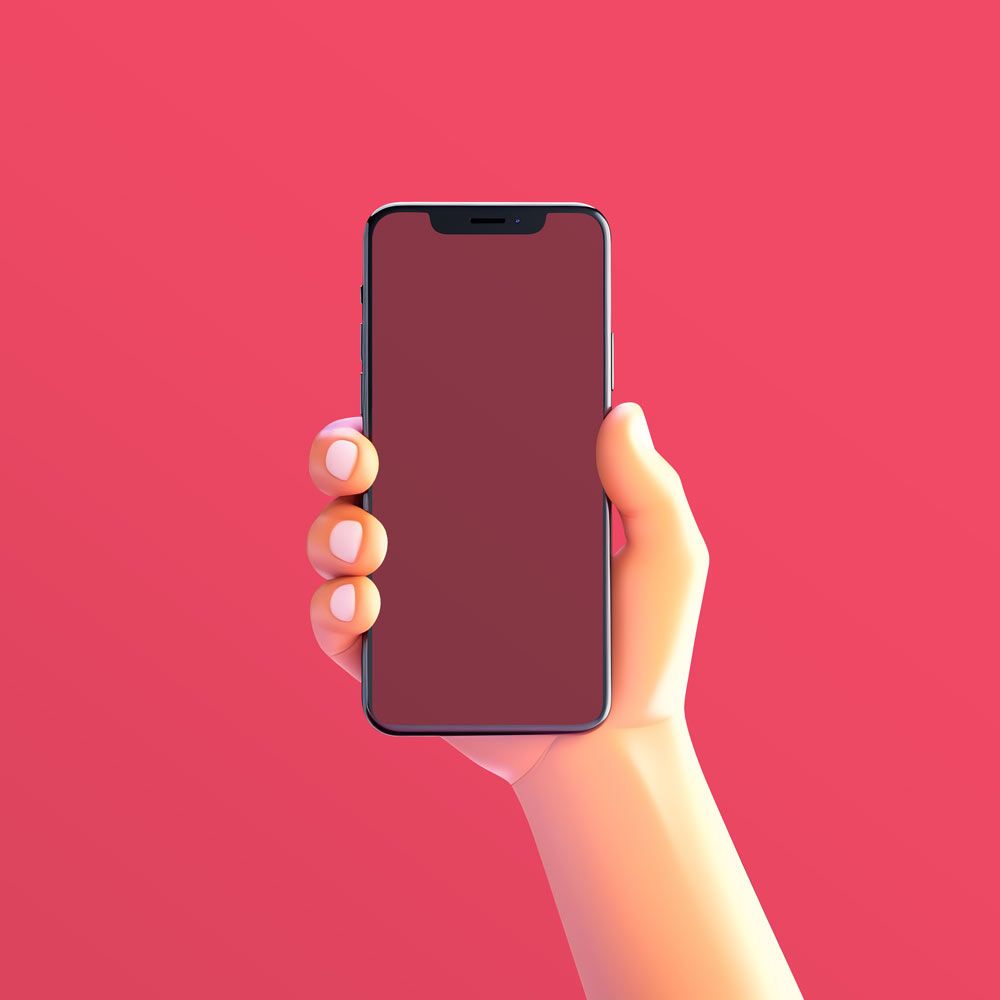 free iphone in 3d hand mockup