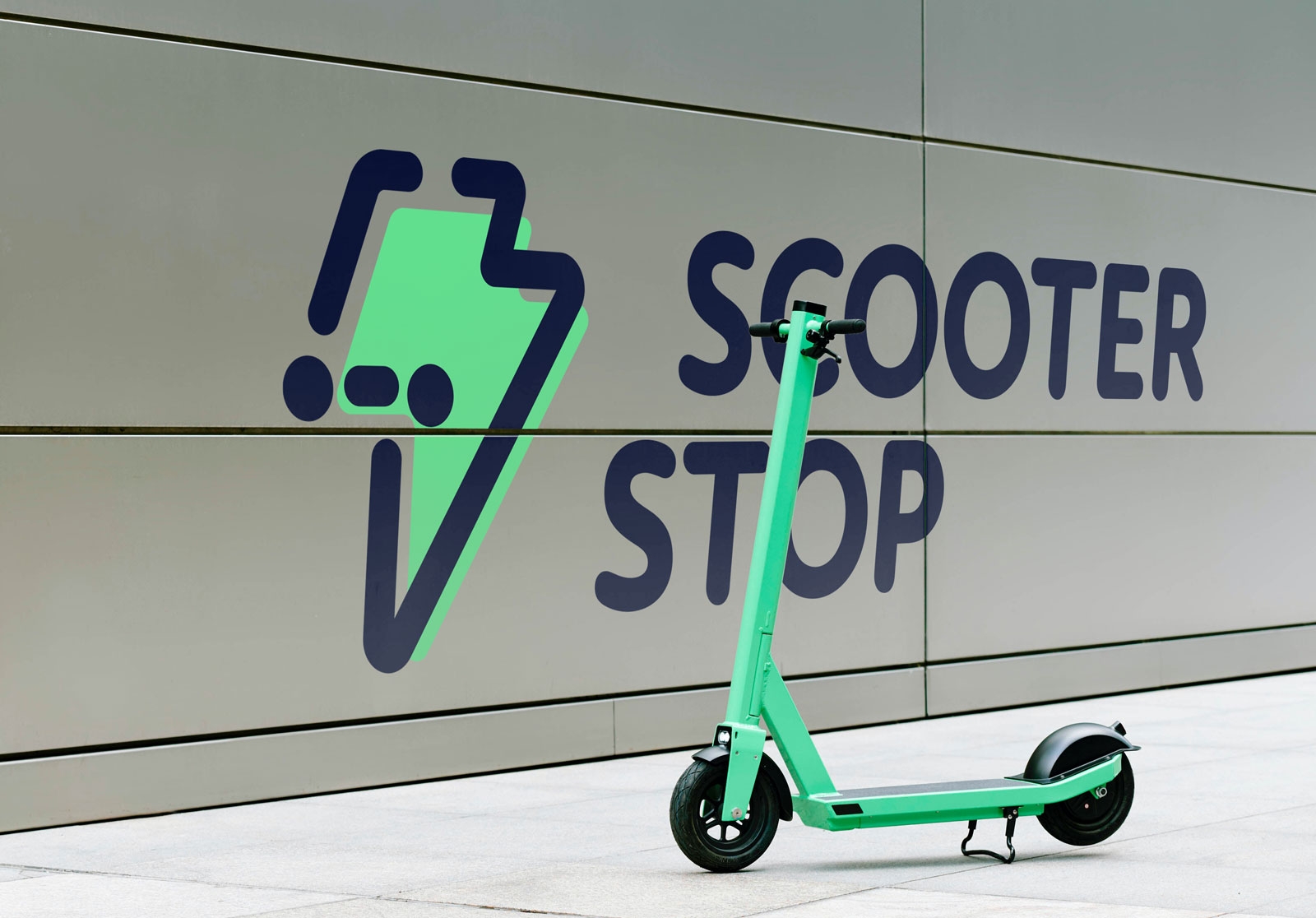 E-Scooter brand identity on wall