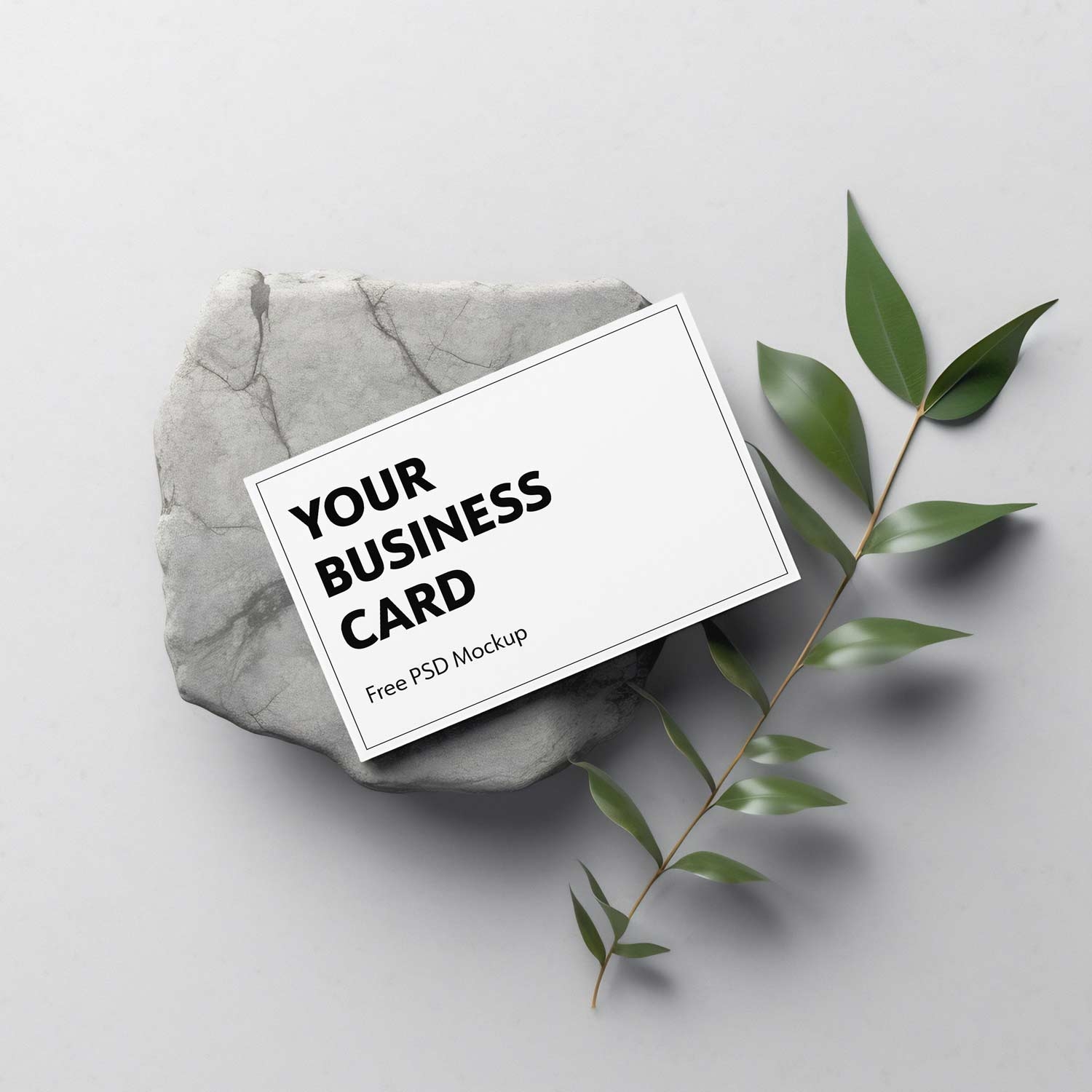 Free Business Card on stone Mockup