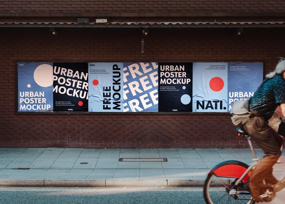 urban city poster wall, free mockup