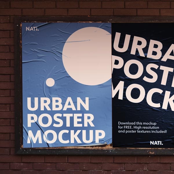 urban city poster wall closeup texture, free mockup